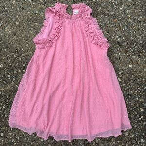 AURA pink sleeveless pink ruffle dress